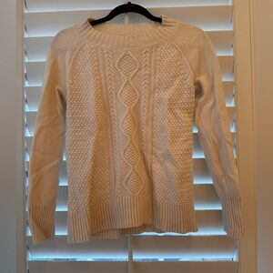 Merona Women's Pullover Cable Knit Crew Neck Long Sleeve Cream Sweater Sz Med